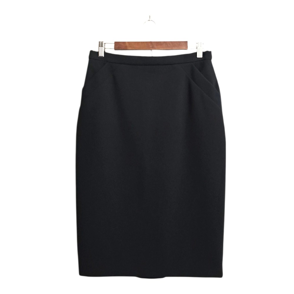 Escada Darted Knee Length Pencil Skirt With Pockets In Black Sz 38 (US 8) NWT